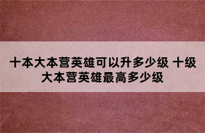 十本大本营英雄可以升多少级 十级大本营英雄最高多少级